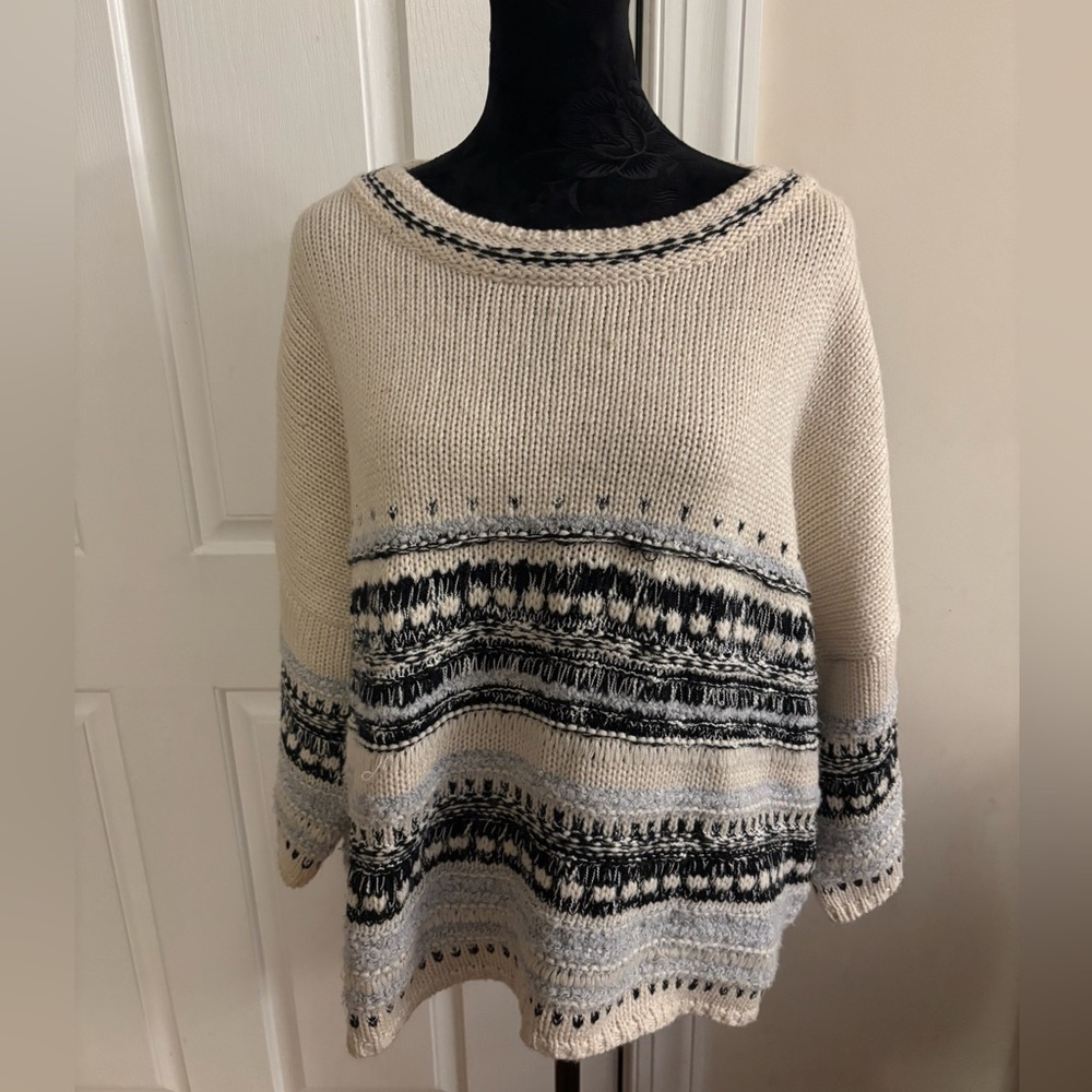 Good Hart Azle Drop Sleeve cream sweater navy & light blue stripe Matilda Jane